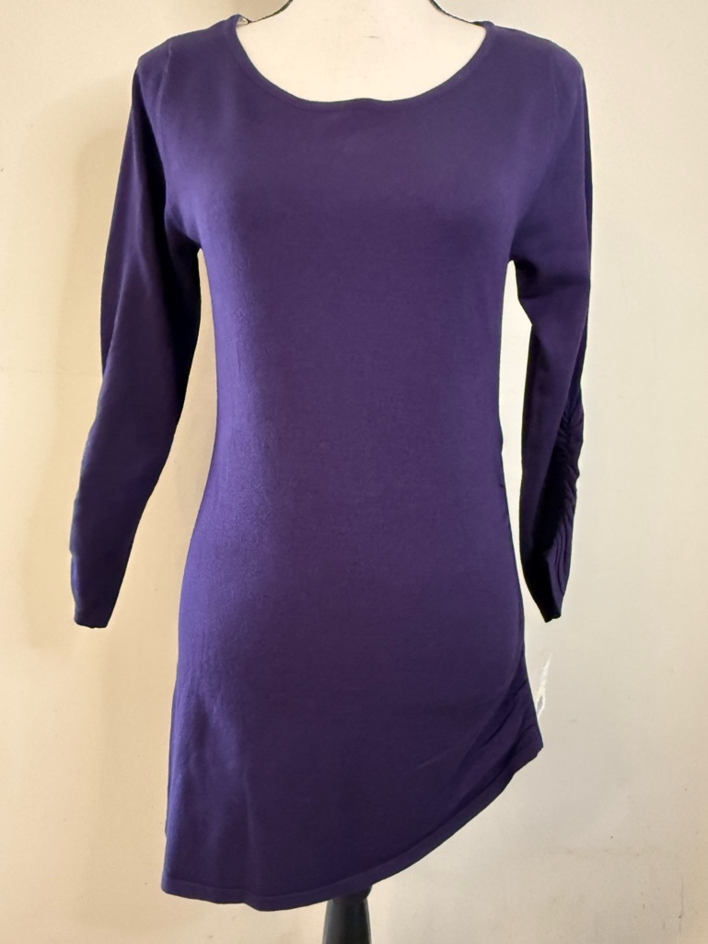 Love Always grape purple mini dress side ruching & zip SZ M